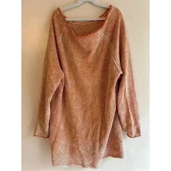 Free People Oversized Soft Ribbed Lenox Tunic Sweater in Carrot Cake Combo Small - Picture 5 of 7